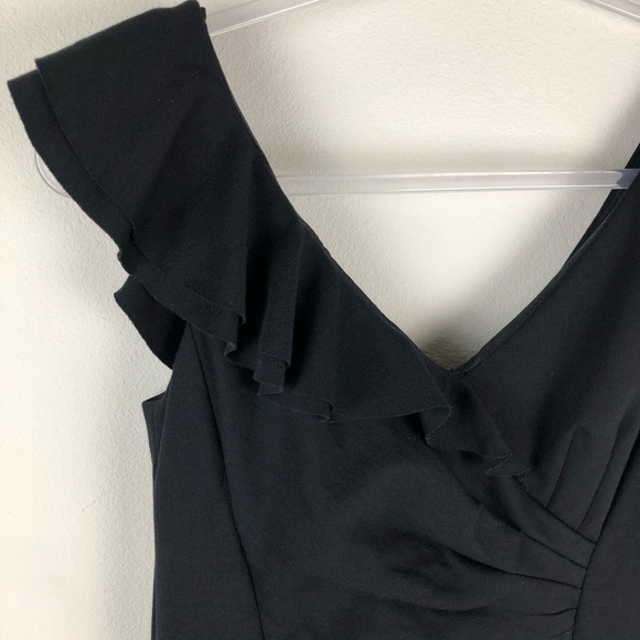 Nanette Lepore- Black some ruffled shoulder dress - Picture 4 of 15